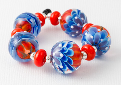 Zingy Lampwork Dahlia Beads