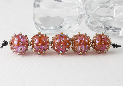 Pink Dotty Lampwork Beads