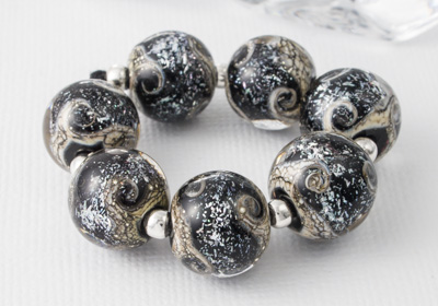 Black Sparkle Lampwork Beads