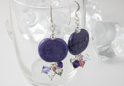 Purple Pebble Lampwork Earrings