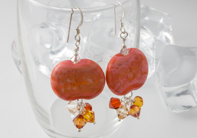 Coral Pebble Lampwork Earrings