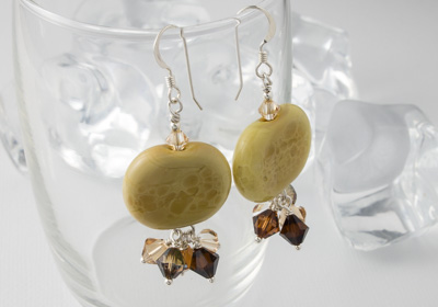 Honey Pebble Lampwork Earrings