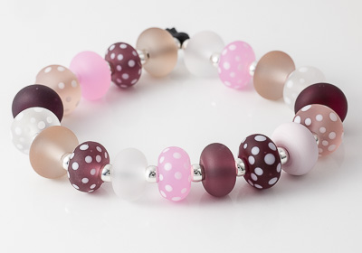 Pink Stone Tumbled Lampwork Beads