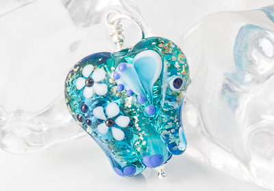 Turquoise Lampwork Elephant Bead Pendant