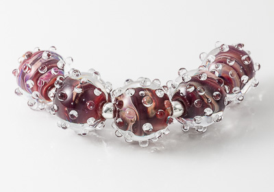 Burgundy Lampwork Bumpy Beads