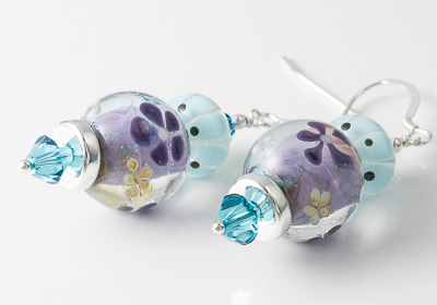 Purple and Turquoise Lampwork Earrings