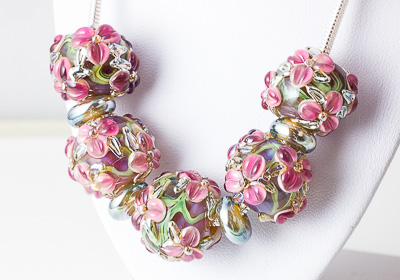 Lampwork Flower Bead Necklace