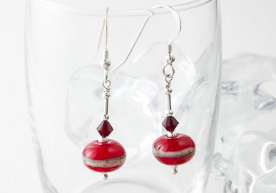 "Marachino" Lampwork Earrings