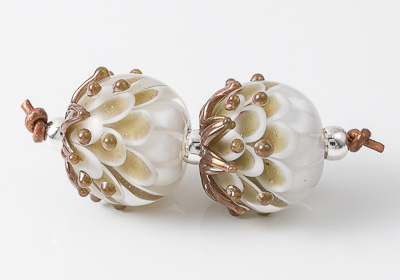 Brown Dahlia Lampwork Beads
