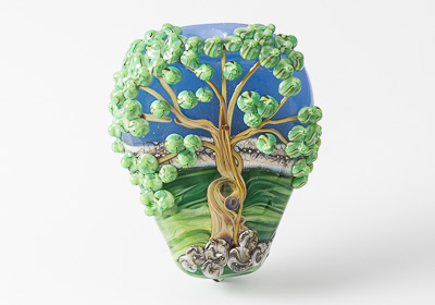 Tree Landscape Lampwork Bead