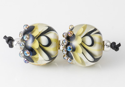 Pistachio Dahlia Lampwork Beads