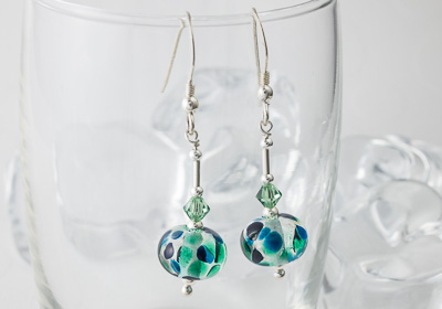 Green Fritty Lampwork Earrings