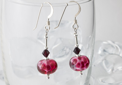 Fuchsia Lampwork Earrings