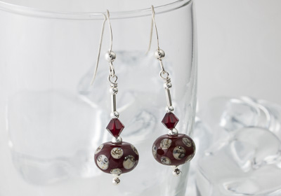 Red Spotty Lampwork Earrings