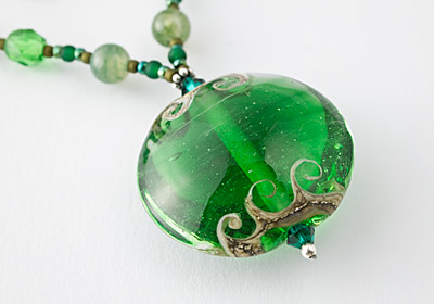 Emerald Green Lampwork Necklace