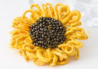 Sunflower Beaded Brooch