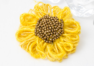 Sunflower Beaded Brooch