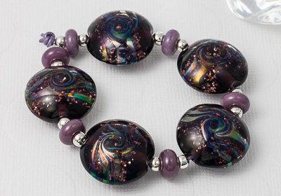 Glittery Lentil Lampwork Beads