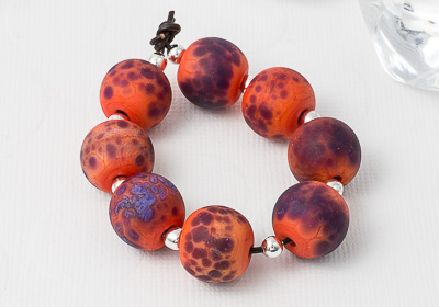 Orange Stone Tumbled Glass Beads