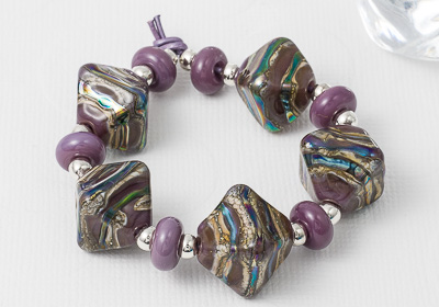 Purple Lampwork Bicone Beads