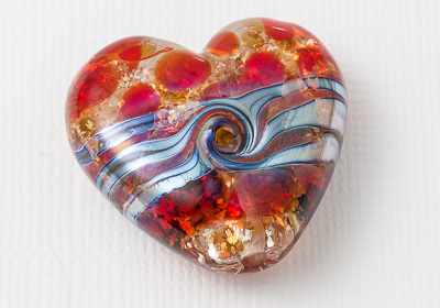Glittery Heart Lampwork Bead