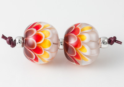 Red Dahlia Lampwork Beads