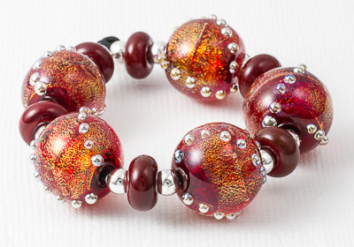 Red Dichroic Lampwork Beads