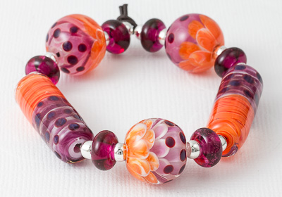 Orange and Purple Lampwork Beads