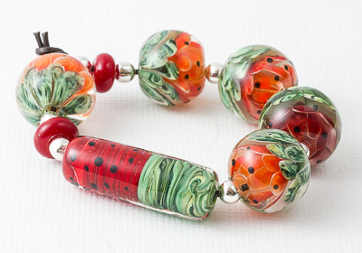 Red and Green Melon Bead Collection