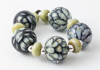 Stone Dahlia Lampwork Beads