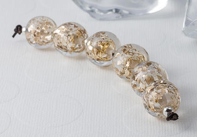 Golden Glitter Lampwork Beads