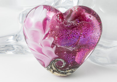 Flower Lampwork Heart Bead