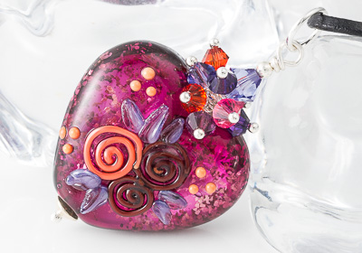 Pink Heart Lampwork Pendant