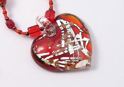 Red Glass Heart Pendant Necklace