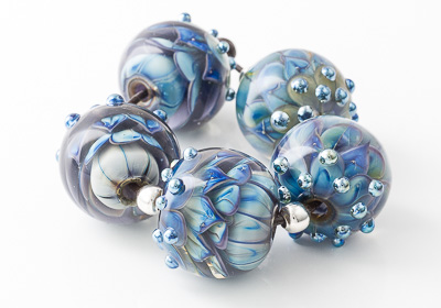 Blue and Purple Dahlia Beads