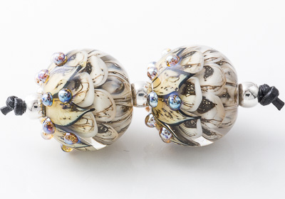 Mottled Lampwork Dahlia Beads