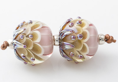 Amber Lampwork Dahlia Beads
