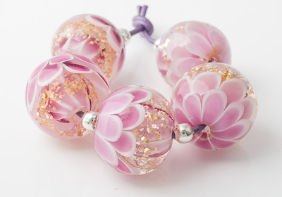 Pink and Gold Dahlia Beads