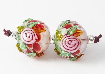 Rosy Lampwork Dahlia Beads