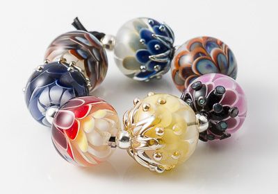 Multi-coloured Glass Dahlia Bead Collection