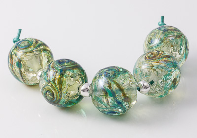 Green and Turquoise Jewel Lampwork Beads