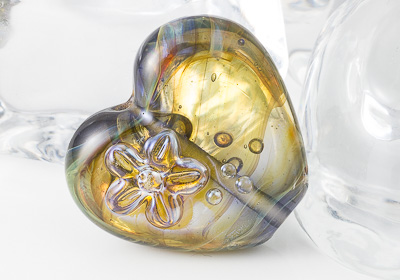 Flower Heart Lampwork Bead