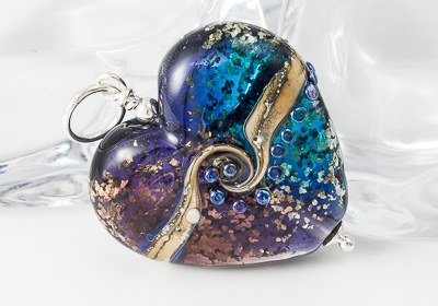 Glittery Heart Lampwork Pendant