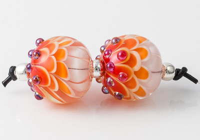 Orange Lampwork Dahlia Beads