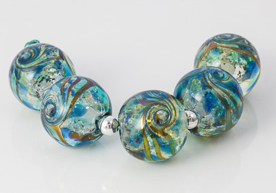 Green and Turquoise Jewel Lampwork Beads