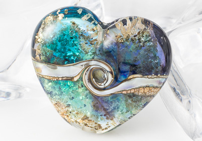 Sparkly Heart Lampwork Bead