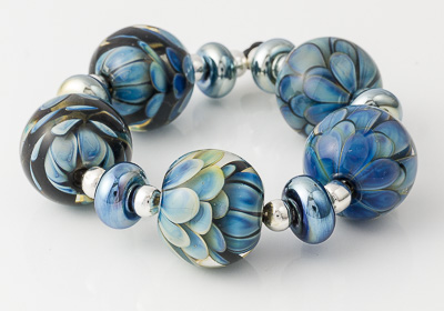 Silver Glass Dahlia Beads