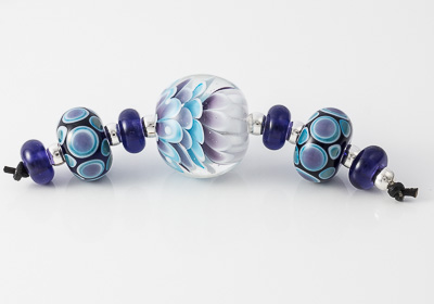 Turquoise and Purple Dahlia Bead Set