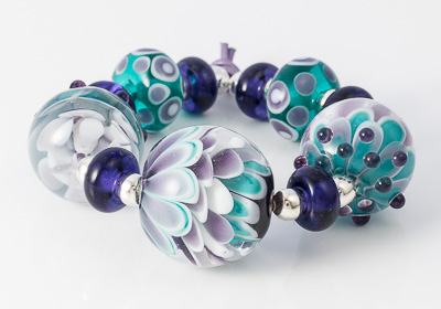 Purple and Teal Dahlia Beads