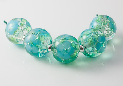 Turquoise Glittery Flower Beads